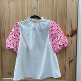 WOMENS ENTRO CASUAL TOP PINK/RED/WHITE S