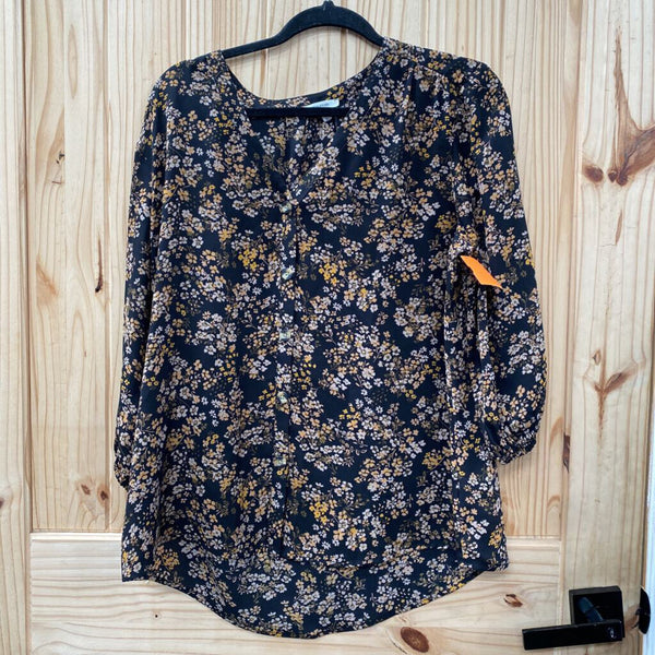 WOMENS MAURICES BLK FLORAL TOP L