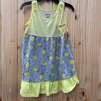 GIRLS SWIGLLES YELLOW/WHITE STRIPE SL DRESS W/PINEAPPLES 4T