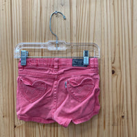 GIRLS LEVIS RED SHORTS 4T