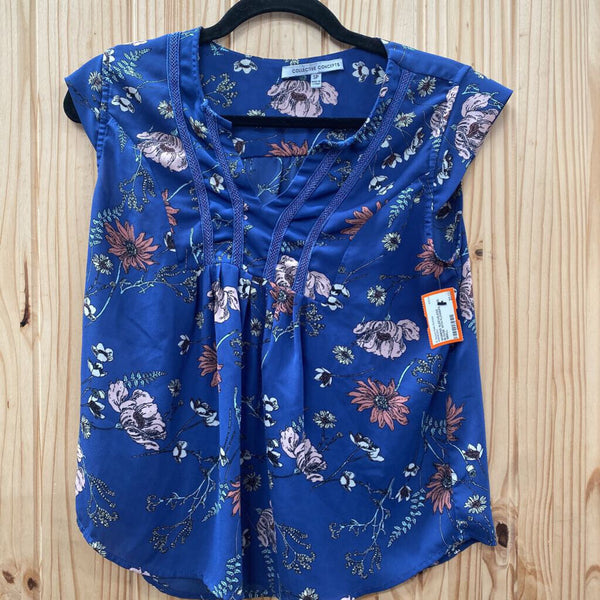 WOMENS SLEEVELESS BLOUSE WITH FLOWERS SIZE SMALL