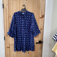 WOMENS LAND'S END NAVY BLUE/WHITE SEA HORSES 2X