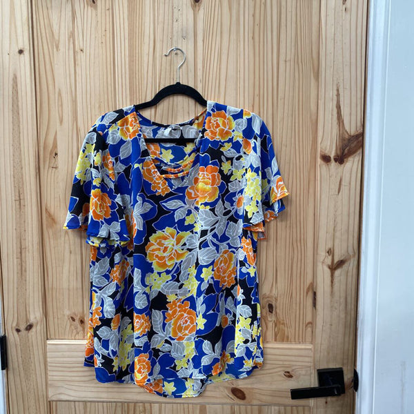 WOMENS EST. 1946 ROYAL BLUE FLORAL TOP XL