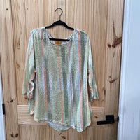 WOMENS RUBY RD/ CASUAL TOP SAGE/ORANGE/FUSHIA 3X