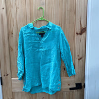 WOMENS TAHARI SKY BLUE CASUAL TOP L