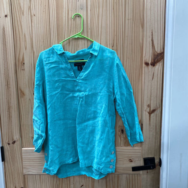 WOMENS TAHARI SKY BLUE CASUAL TOP L