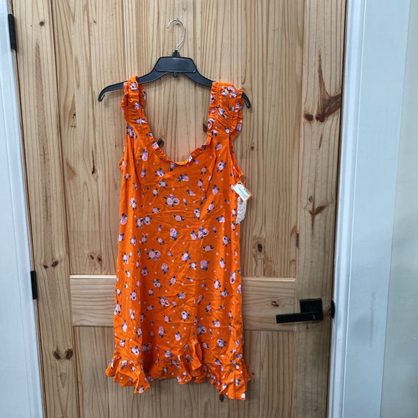 WOMENS FREE PEOPLE ORANGE FLORAL DRESS M NWT