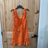 WOMENS FREE PEOPLE ORANGE FLORAL DRESS M NWT