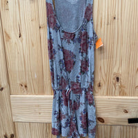 WOMENS LUCKY BRAND GREY FLORAL SL ROMPER S