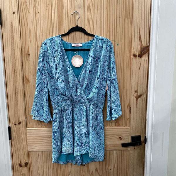 WOMENS IZZY & LOLA SKY BLUE/BLUE ROMPER L NWT