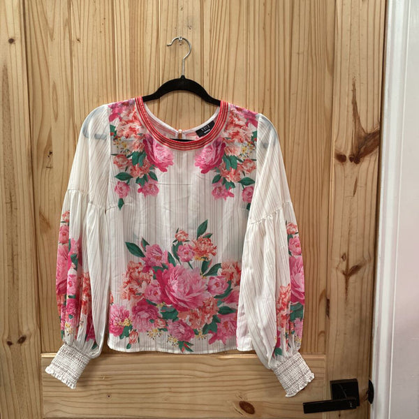 WOMENS VICI IVORY FLORAL CASUAL TOP M