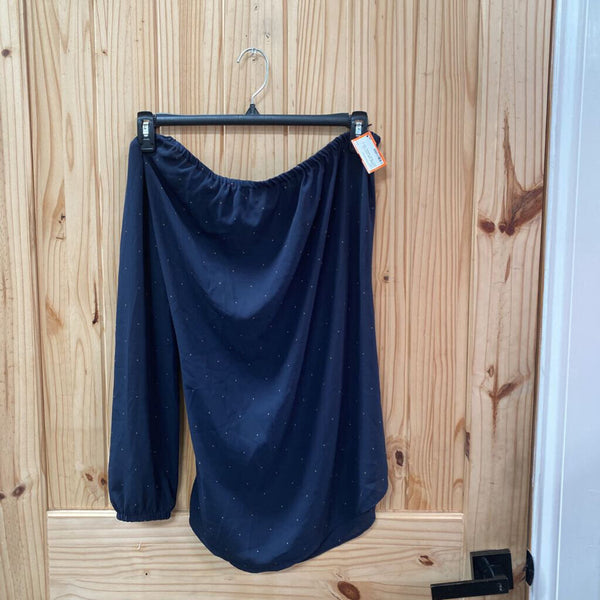 WOMENS ANN TAAYLOR NAVY BLUE CASUAL TOP S