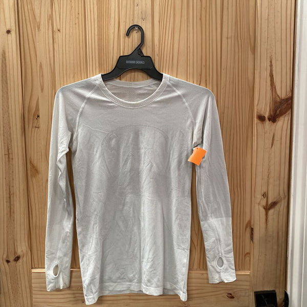 WOMENS LULULEMON WHITE LS SHIRT S (SPOT @ NECK)