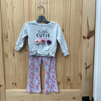 GIRLS MADISON LAYNE 2PC SET GERY/LILAC FLORAL 2T