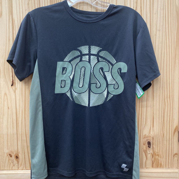 BOYS BOSS CHARCOAL GREY/WHITE SHIRT XL 14