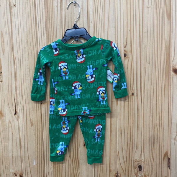 BOYS BLUEY 2PC PAJAMA SET GREEN 12M