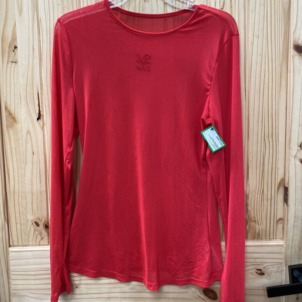 WOMENS MISS GUIDED LS SHEER RED TOP XL