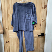 WOMENS TAHARI SLEEPWEAR 2PC SET CHARCOAL GREY L