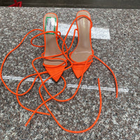 WOMENS ELISABET LANG BRIGHT ORANGE HEELS 7