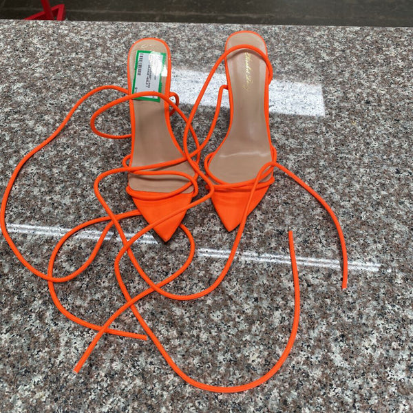 WOMENS ELISABET LANG BRIGHT ORANGE HEELS 7