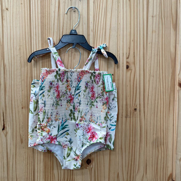 GIRLS JESSICA SIMPSON 2PC SWIM SET IVORY FLORAL 4T