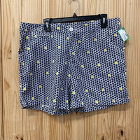 WOMENS COLUMBIA SHORTS NAVY BLUE/WHITE/YELLOW W/SAILBOATS 14
