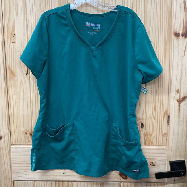 WOMENS GREY'S ANATOMY GREEN SCRUB TOP L