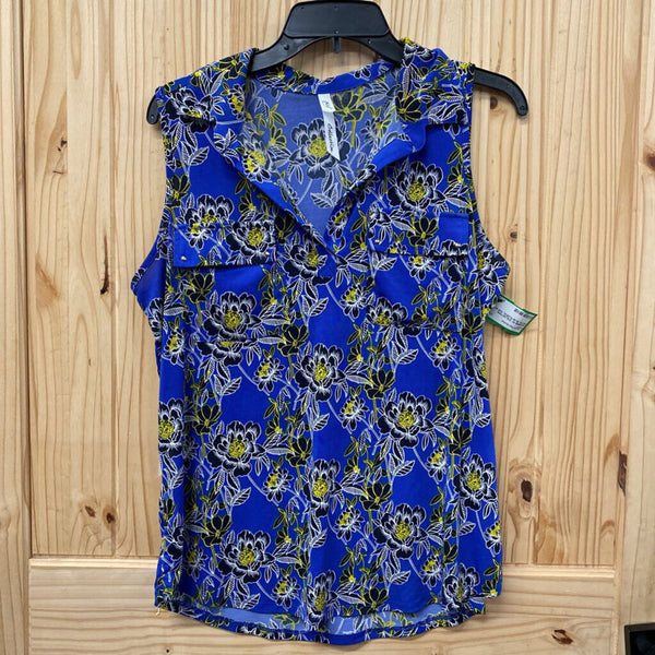 WOMENS NY COLLECTION ROYAL BLUE FLORAL TOP M