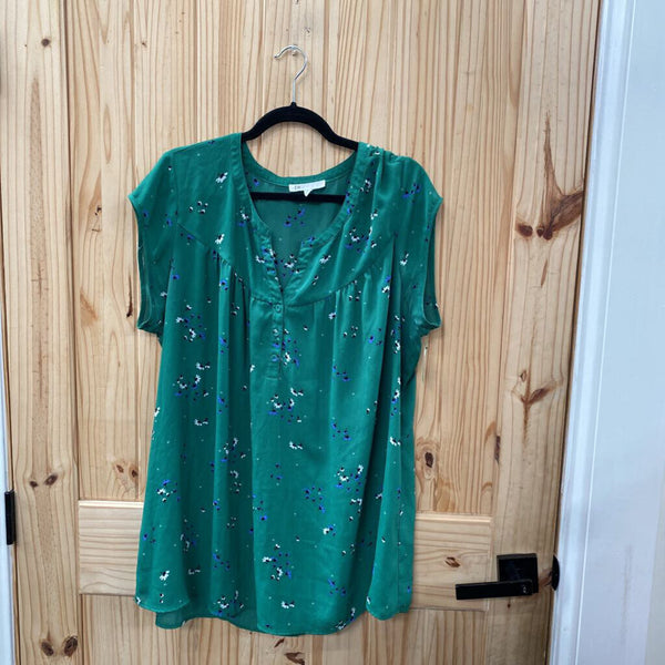 WOMENS DR2 GREEN CASUAL TOP 2X