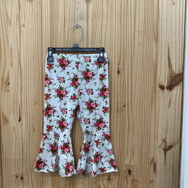 GIRLS IVORY FLORAL BELL BOTTOM PANTS 18/24M