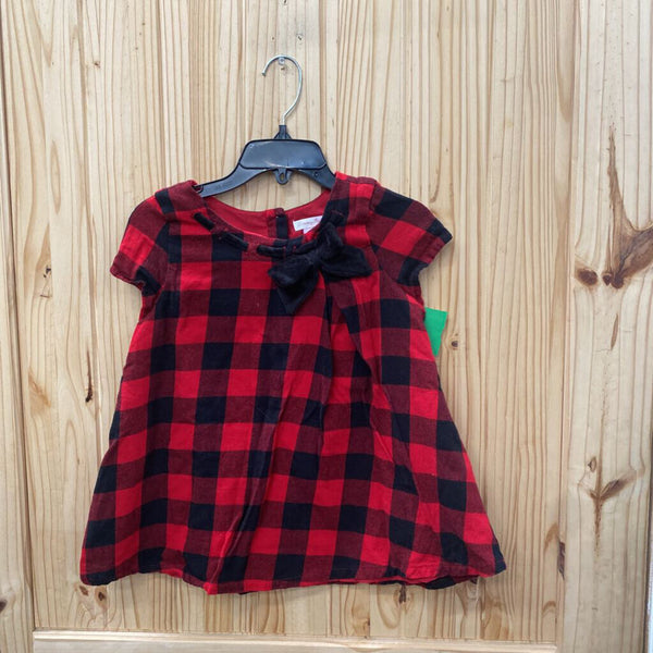 GIRLS TOMMY BAHMA RED/BLK PLAID SL DRESS 8