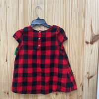 GIRLS TOMMY BAHMA RED/BLK PLAID SL DRESS 8