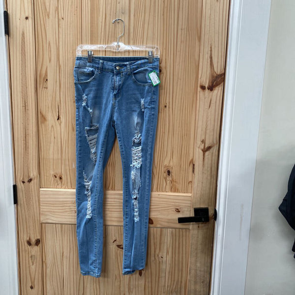 WOMENS LT DENIM DIST. JEANS S