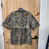 MENS WALLS BUTTON UP SHIRT TAUPE/DK GREY W/ OIL MACHINES 3XL