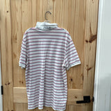 MENS POLO GOLF SHIRT PINK/WHITE/NAVY BLUE STRIPED XXL
