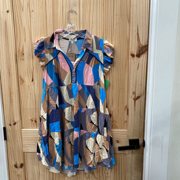 WOMENS UMGEE SL DRESS TAUPE/BLUE/PIMK L NWT