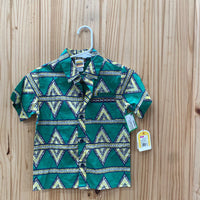 BOYS HARAJUKU MINI BUTTON UP SHIRT GREEN/WHITE/YELLOW 3T NWT