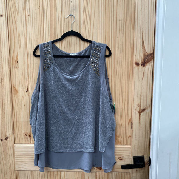 WOMENS EYESHADOW GREY CASUAL TOP 3X