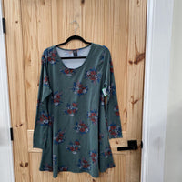 WOMENS LILDY OLIVE GREEN FLORAL TOP/DRESS L/XL