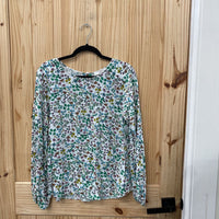 WOMENS LOFT WHITE FLORAL TOP L