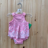 GIRLS CARTERS SL ROMPER PINK/WHITE 9M