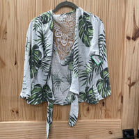 WOMENS CATO CASUAL TOP W/GREEN PLANTS S