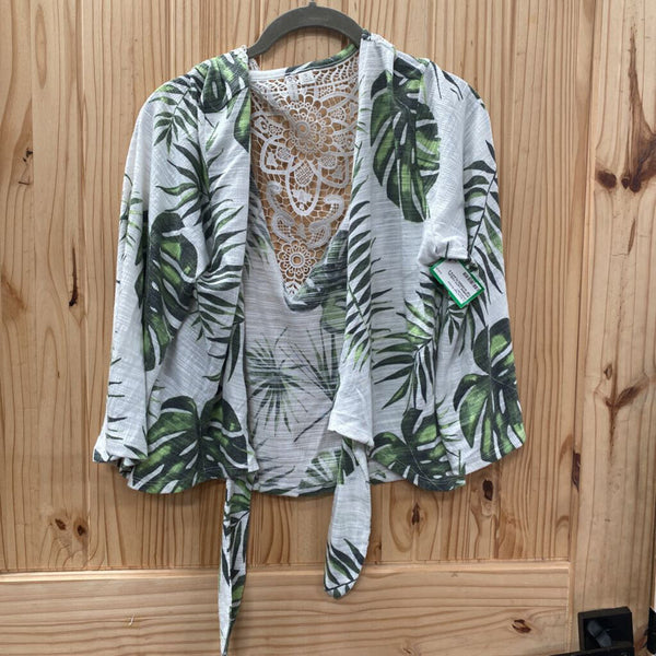 WOMENS CATO CASUAL TOP W/GREEN PLANTS S