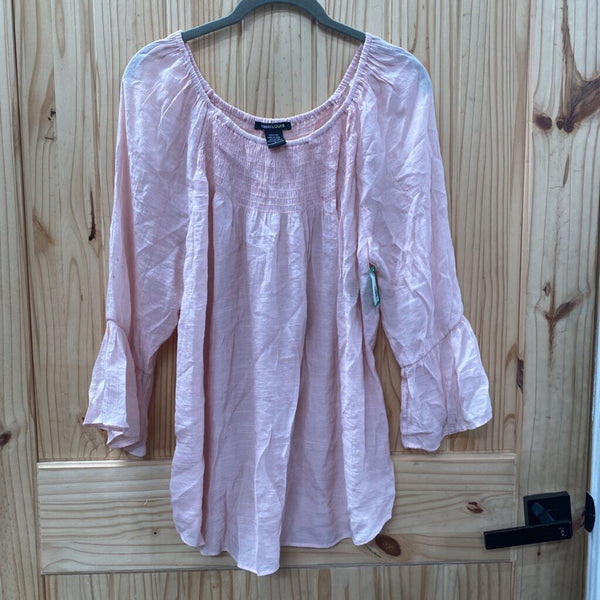 WOMENS ROBERT LOUIS LT PINK CASUAL TOP L