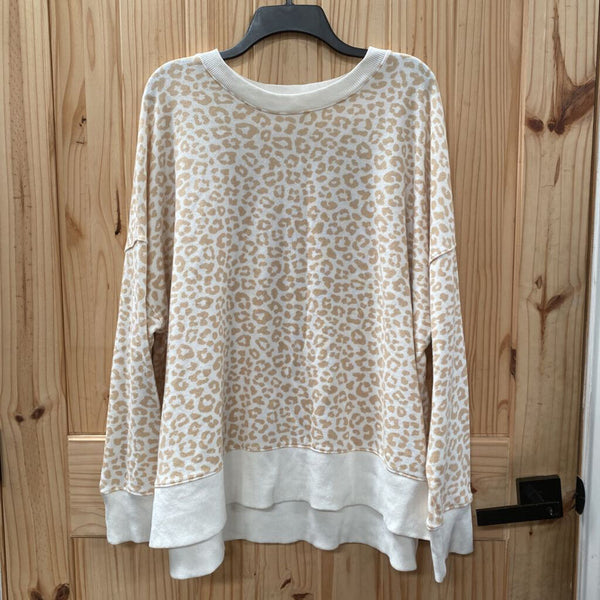 WOMENS TIME & TRU LT TAN LEOPARD SWEATSHIRT XXXL