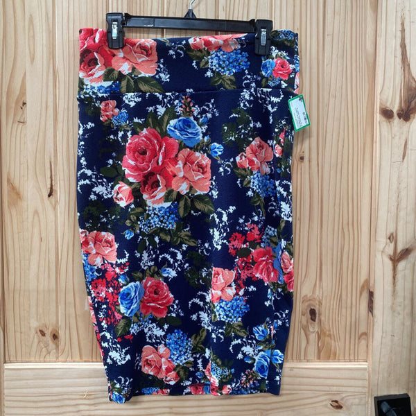 WOMENS LOVE J NAVY BLUE FLORAL SKIRT XL