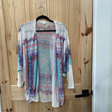 WOMENS MOA MOA CASUAL CARDIGAN FLORAL PURPLE/TURQUOISE 2X