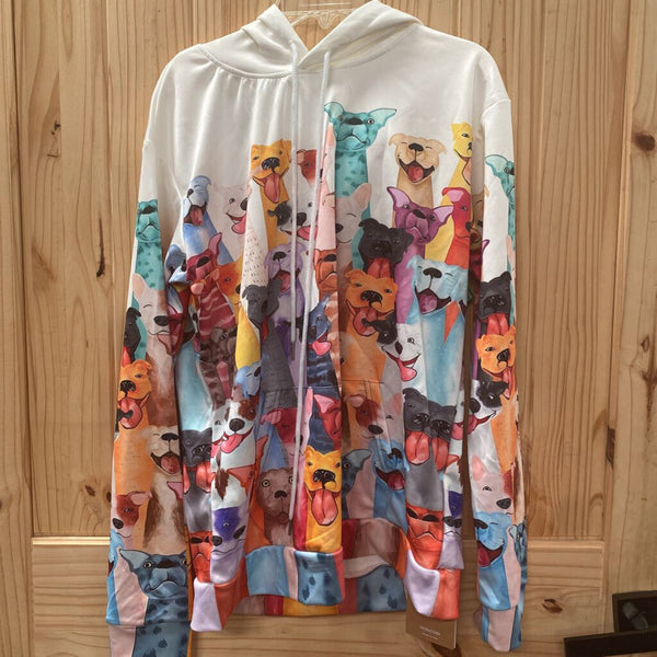 WOMENS HOODIE W/DOGS S NWT