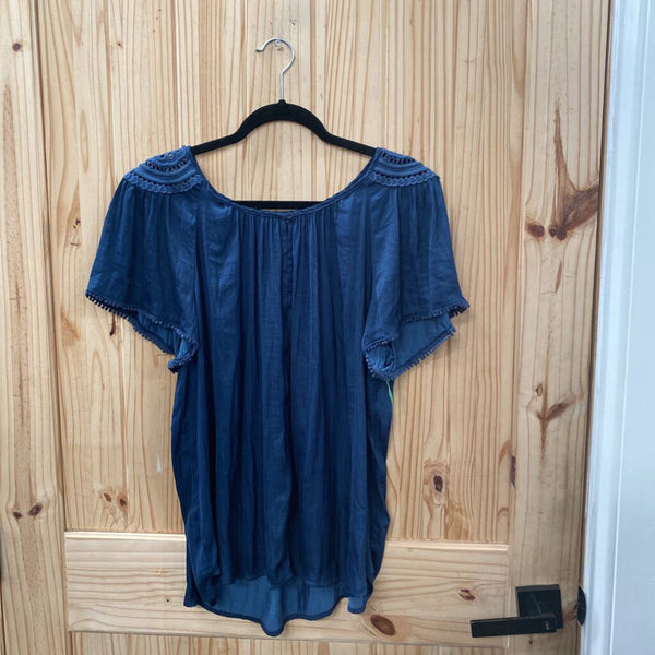 WOMENS FAITH OF ZOE DK TEAL CASUAL TOP 1X