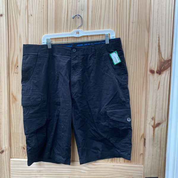MENS IRON FLEX BLACK CARGO SHORTS 36